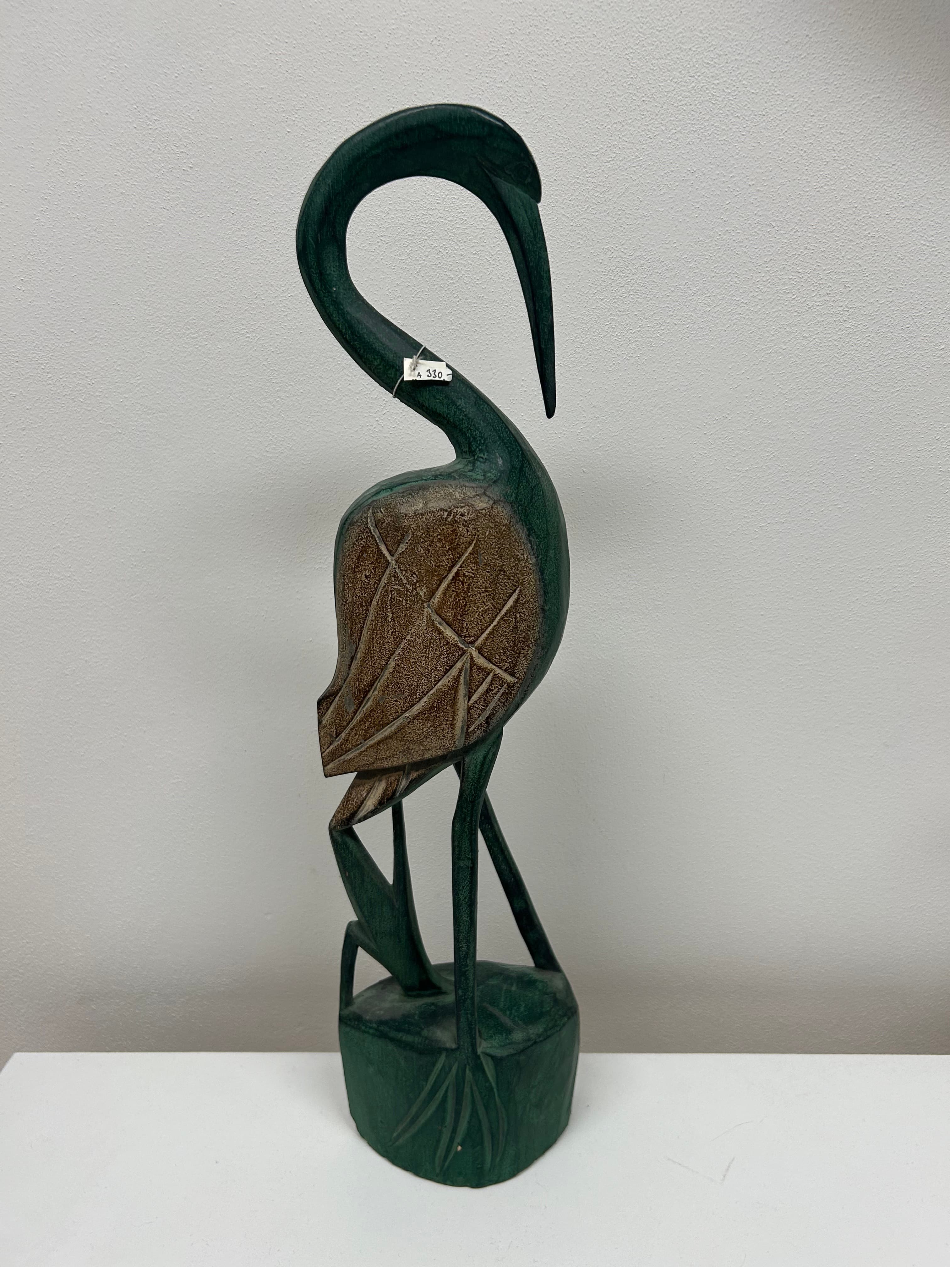 Dřevěná socha volavky — zelená 2