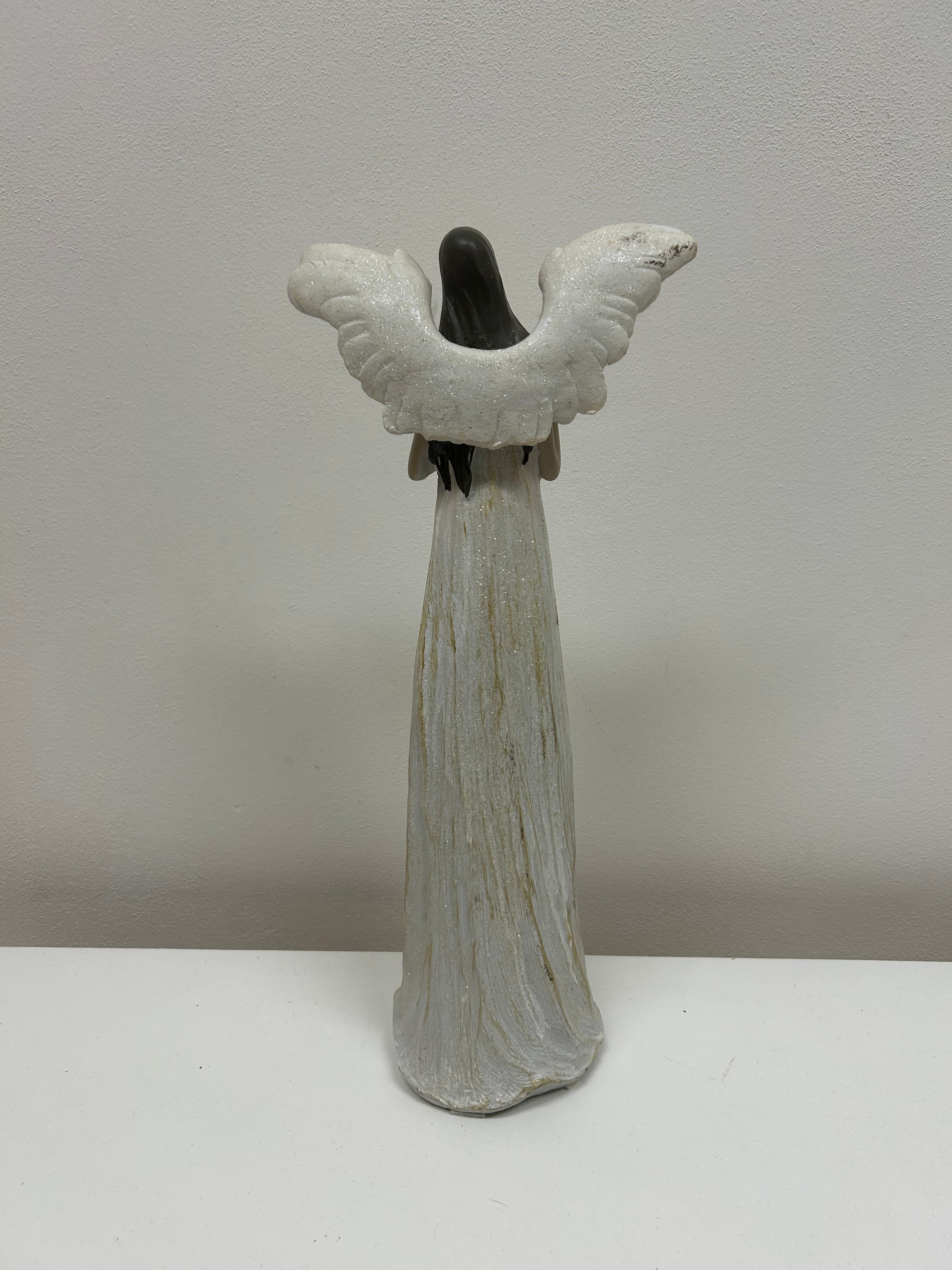 Andílek s mandolínou — bílý s třpytkami